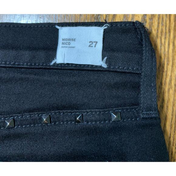 Hudson Nico Mid Rise Super Skinny Black Studded Detail Distressed Sz 27 NWOT - Picture 9 of 10